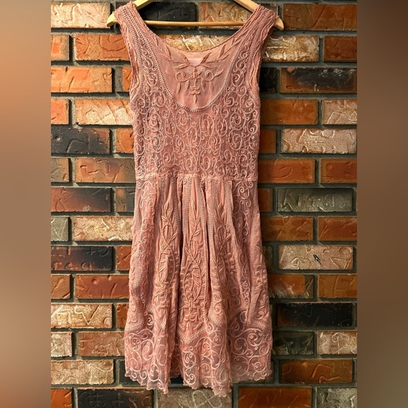 Anthropologie Yoana Baraschi Blush Embroidered Lace Dress 8 - Picture 9 of 9